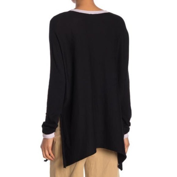 New Cloth by Design Convertible Tie Side Slit Sweater Black Purple Size Medium - Picture 3 of 16